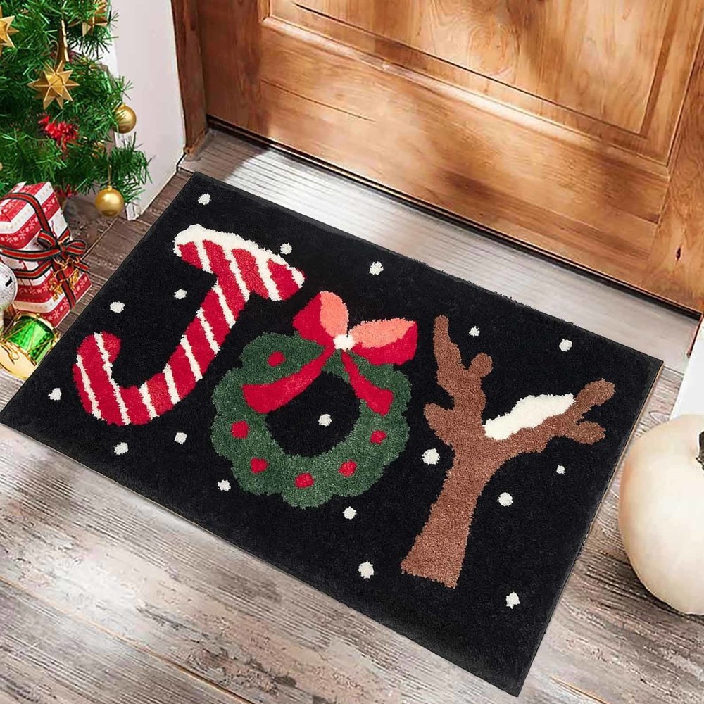 Merry Christmas Doormat Christmas Tree Santa Snowflake Decorate